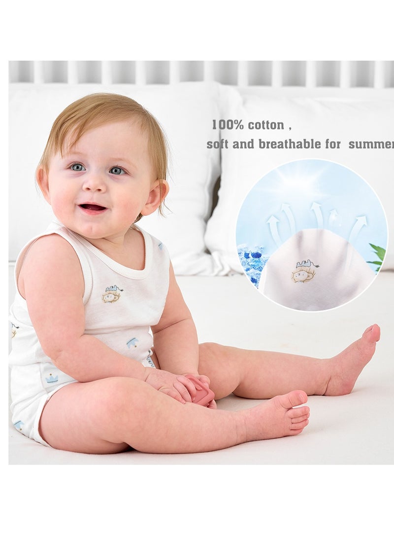Miracle Baby 3PCS Set 100% Cotton Baby Sleeveless Bodysuits Soft And Breathable Baby Clothing - Image 4