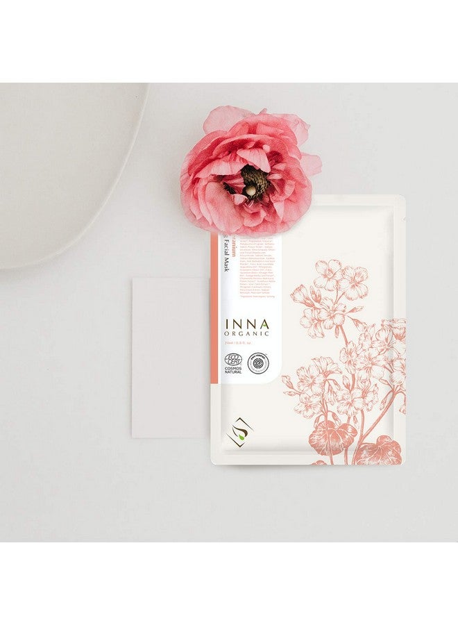 إينا أورجانيك قناع ورقي مهدئ للبشرة من إبرة الراعي الوردي، مهدئ للبشرة، العناية بعد التعرض للشمس، البشرة الحساسة، فاخر، نظيف، تجميل منزلي، سبا طبيعي معتمد، 0.8 أونصة سائلة. أوز حزمة من 5 - Image 2