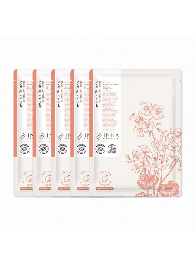 إينا أورجانيك قناع ورقي مهدئ للبشرة من إبرة الراعي الوردي، مهدئ للبشرة، العناية بعد التعرض للشمس، البشرة الحساسة، فاخر، نظيف، تجميل منزلي، سبا طبيعي معتمد، 0.8 أونصة سائلة. أوز حزمة من 5 - Image 1