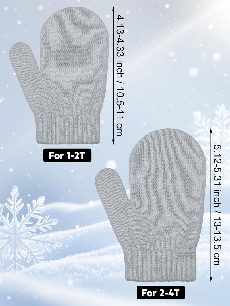 URATOT 6 Pairs Toddler Knitted Mittens Magic Stretch Gloves Winter Warm Knitted Soft Baby Mittens - Image 2