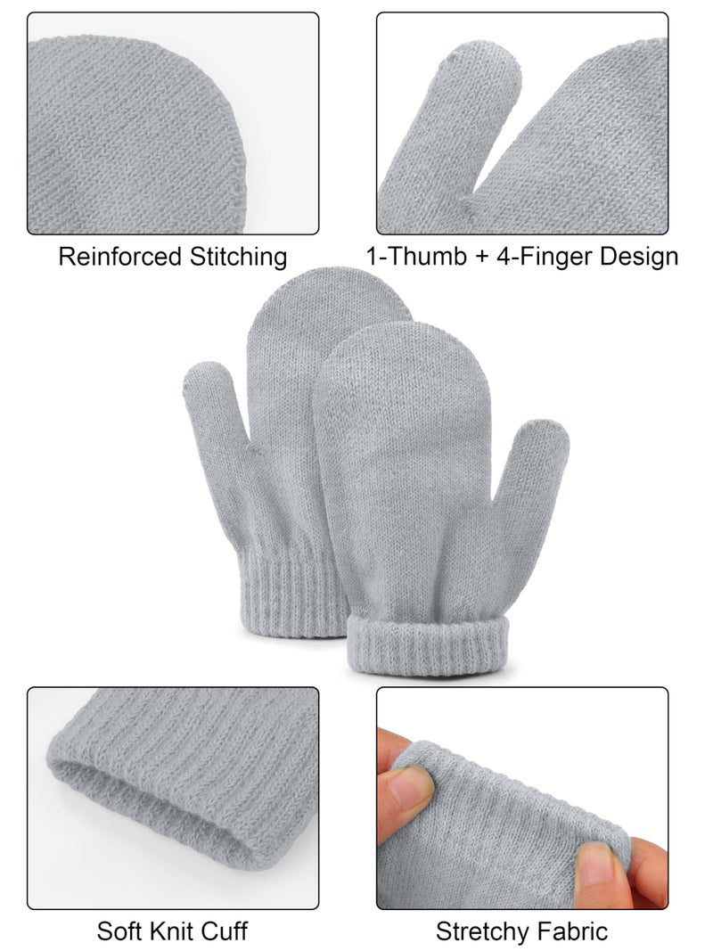 URATOT 6 Pairs Toddler Knitted Mittens Magic Stretch Gloves Winter Warm Knitted Soft Baby Mittens - Image 3