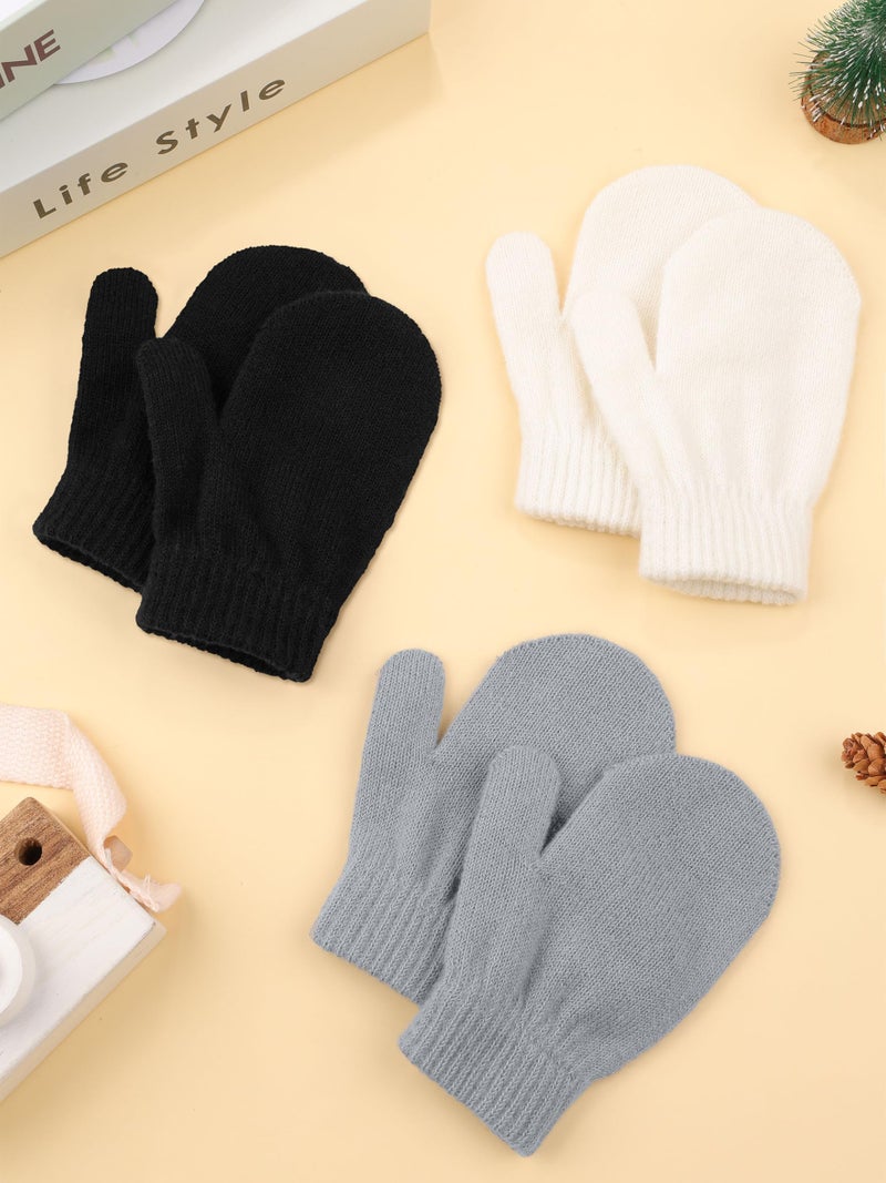 URATOT 6 Pairs Toddler Knitted Mittens Magic Stretch Gloves Winter Warm Knitted Soft Baby Mittens - Image 4