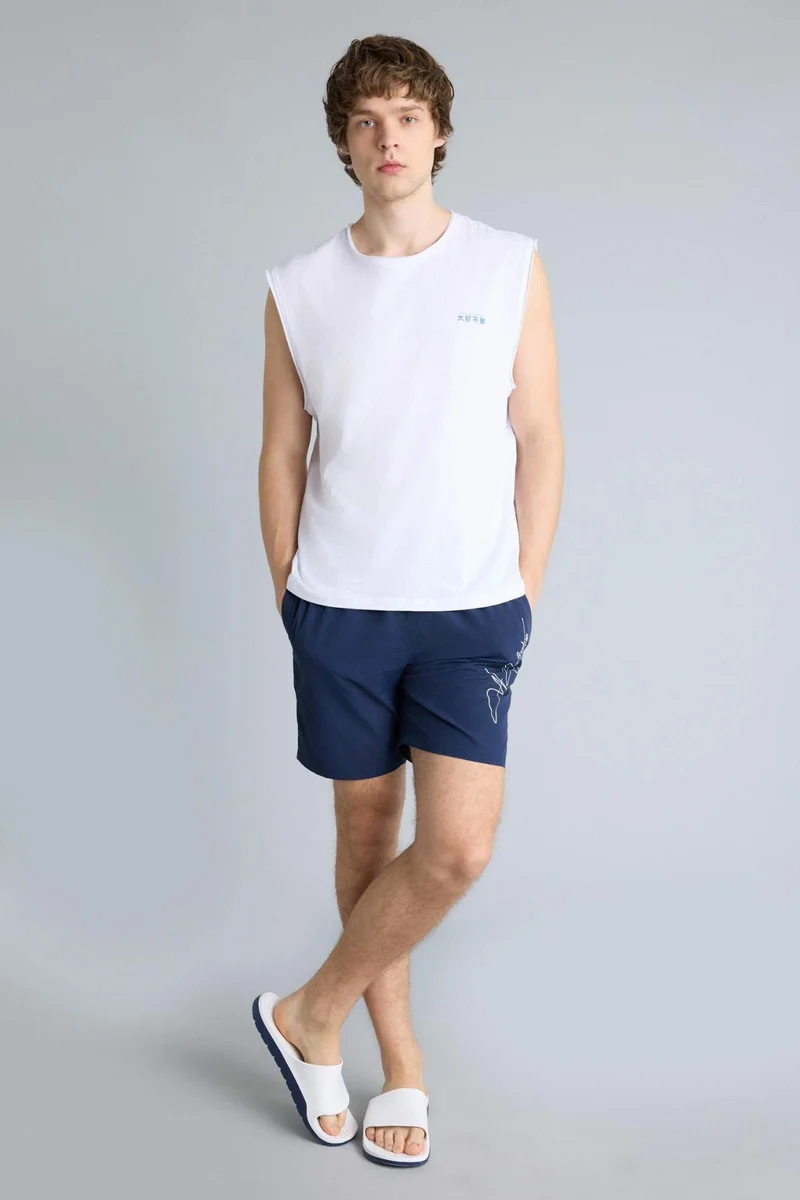ديفاكتو Regular Fit Mesh Lined Short Swim Shorts