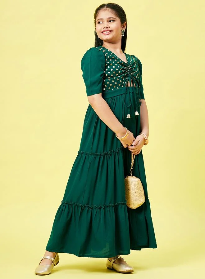 ستايلو بج Stylo Bug Printed Cut-Out Detail Tiered Dress