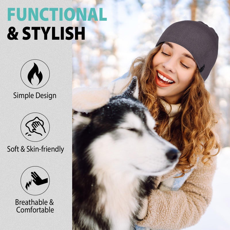 AOPREL Beanie for Men, Soft Cotton Beanie for Women, Warm Unisex Winter Hat, Running Skull Cap Mens Beanies for Cold Weather Activities (Dark Gray) - Image 5