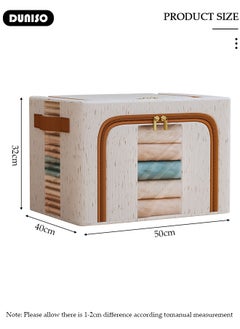 DUNISO Closet Storage Box with Metal Frame, Stackable Flodable Closet Container Organizer with Lids Handle Double & Zippers, Large Capacity Wardrobe Clothes Storage Box with Clear Window for Blanket, Bedding, Clothes, Comforter  - Image 4