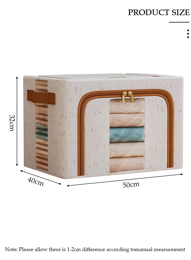 DUNISO Closet Storage Box with Metal Frame, Stackable Flodable Closet Container Organizer with Lids Handle Double & Zippers, Large Capacity Wardrobe Clothes Storage Box with Clear Window for Blanket, Bedding, Clothes, Comforter - Image 2
