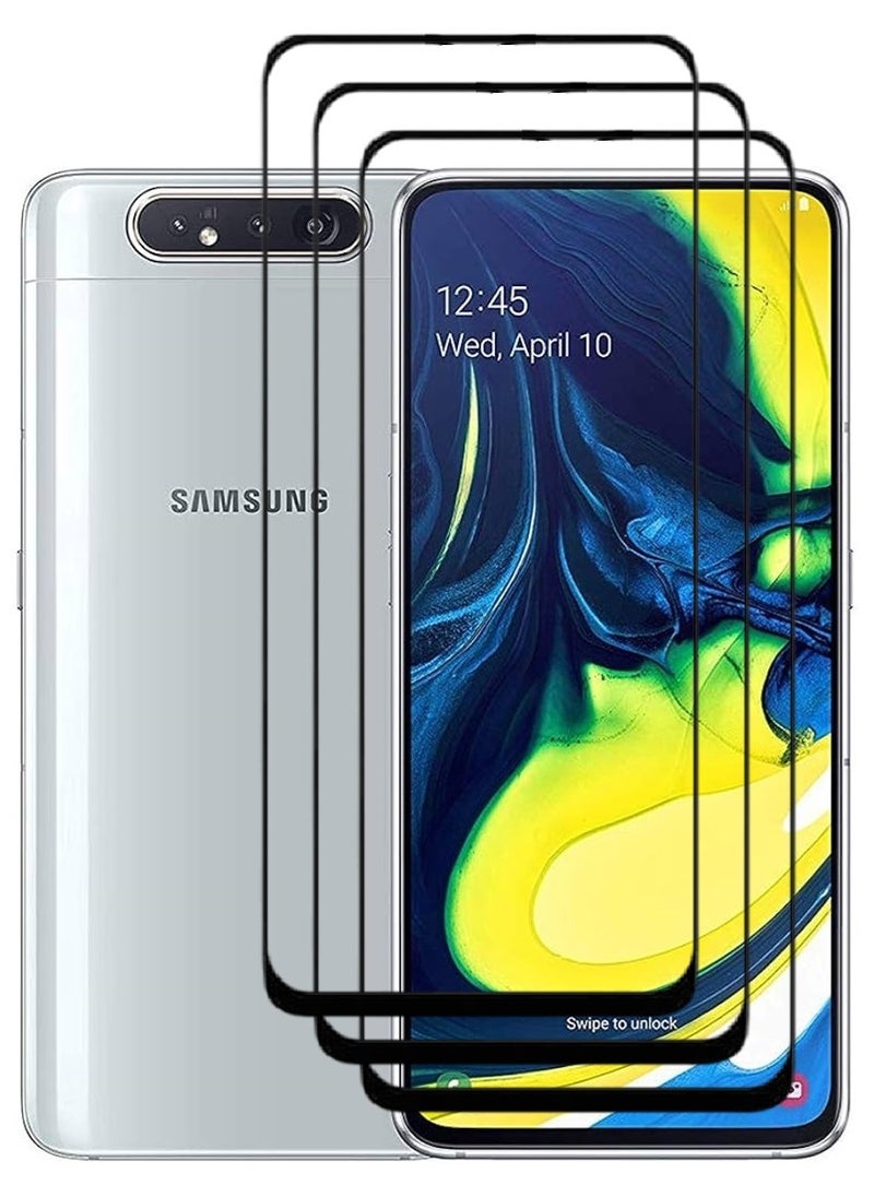 AINA 3 Pieces Tempered Glass Screen Protector 5D Designed For Samsung Galaxy A80 Full Glue Edge to Edge Full Screen Coverage And Bubble Free - Image 1