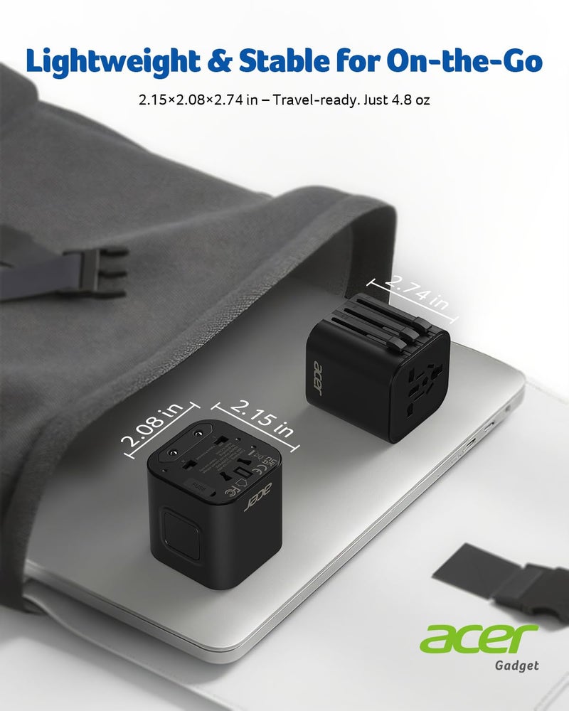 Acer US to Europe Plug Adapter, Universal Travel Adapter, International Power Adapter for USA to Europe UK France Germany Spain Ireland Australia (Type C/G/A/I),Black - Image 4
