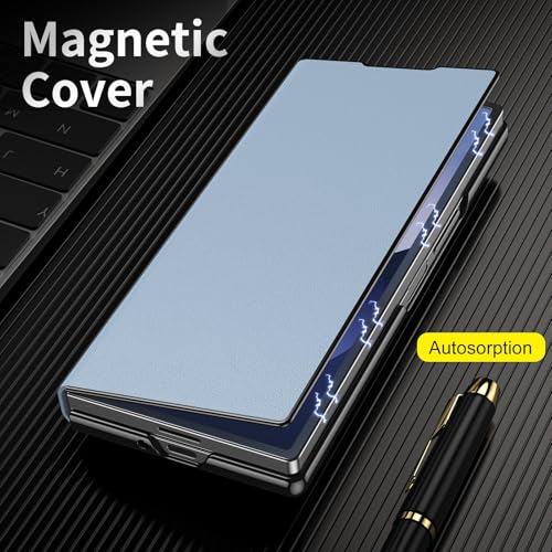 XIMAND for Samsung Galaxy Z Fold 7 Magnetic Flip Folding Case MultiAngle Bracket High Classy Luxurious Business Leather Full Body Hinge Protective Slim Cover - Image 3