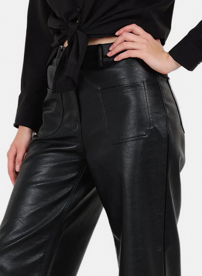 Carina Flare Leg Faux Leather Pants - Image 5