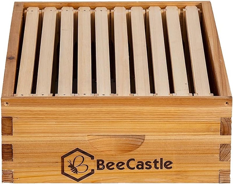 BeeCastle 10 Frame Medium Super Bee Hive Box, Langstroth Honey Bee Hive Dipped in 100% Beeswax Include Beehive Frames and Wax Foundations (Unassembled) - Image 5