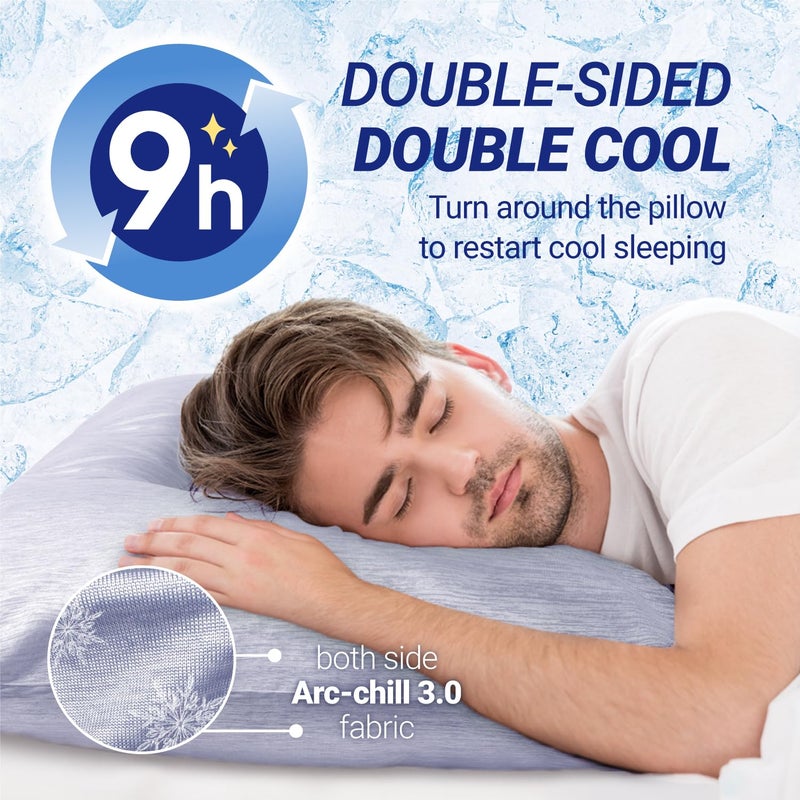 Fittia Cooling Pillow Cases for Hot Sleepers, 2 Pack Standard Size, Breathable Cooling Pillow Covers with Hidden Zipper, Both Sides Q-Max>0.45, Ideal for Night Sweats, Blue - Image 3