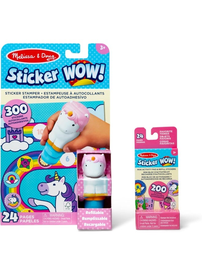 Melissa & Doug Sticker WOW! Unicorn Bundle – Sticker Stamper, 24-Page Activity Pad & Refill with 100+ Stickers – Mess-Free Creative Fun for Kids – Ages 3+ | MD50303 - Image 1