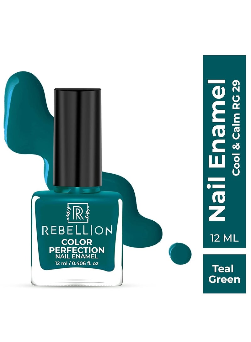 Rebellion Color Perfection Nail Enamel 12ml Teal green Cool Calm RG29 - Image 2
