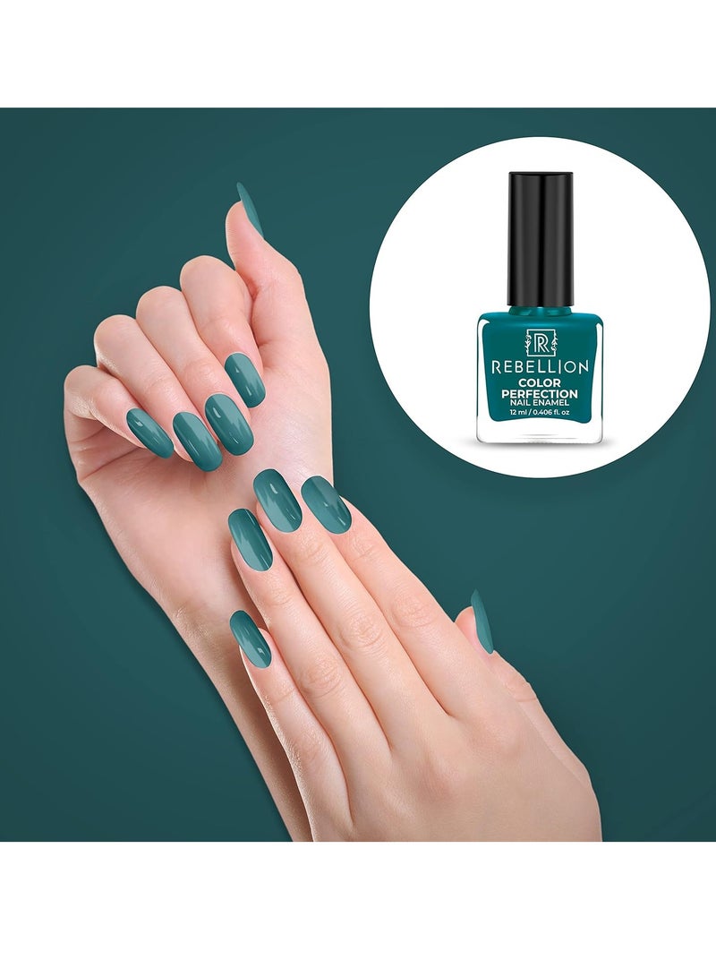 Rebellion Color Perfection Nail Enamel 12ml Teal green Cool Calm RG29 - Image 3