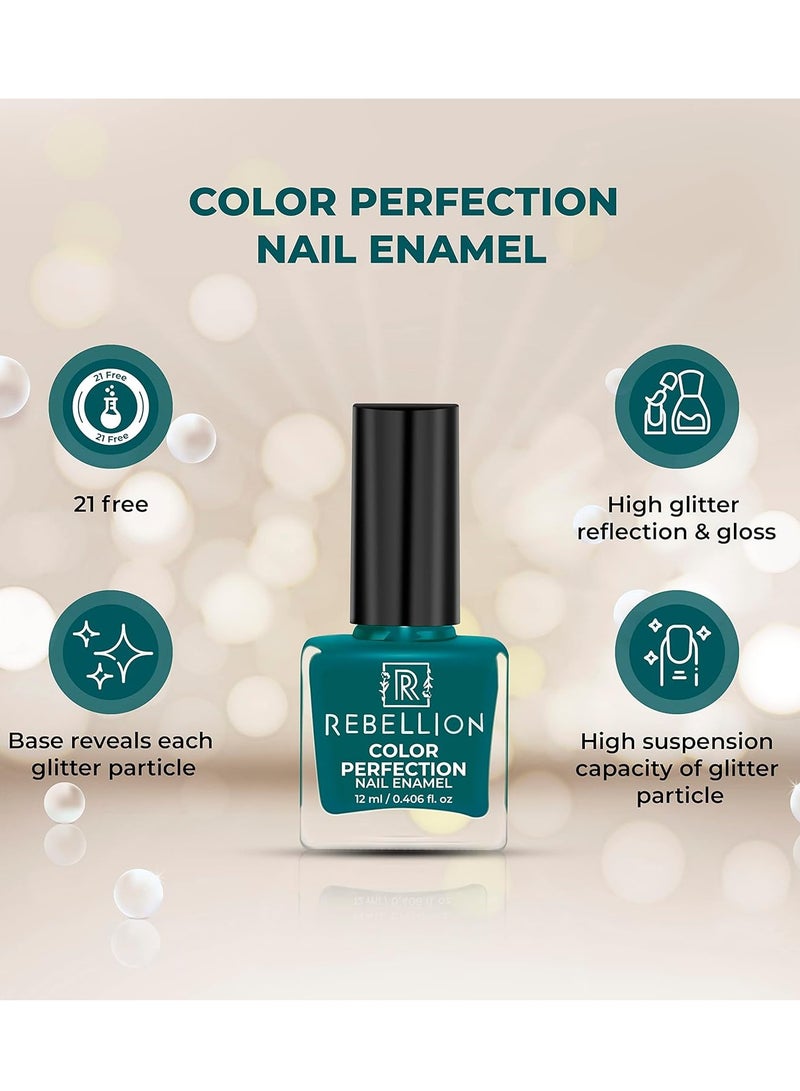Rebellion Color Perfection Nail Enamel 12ml Teal green Cool Calm RG29 - Image 4