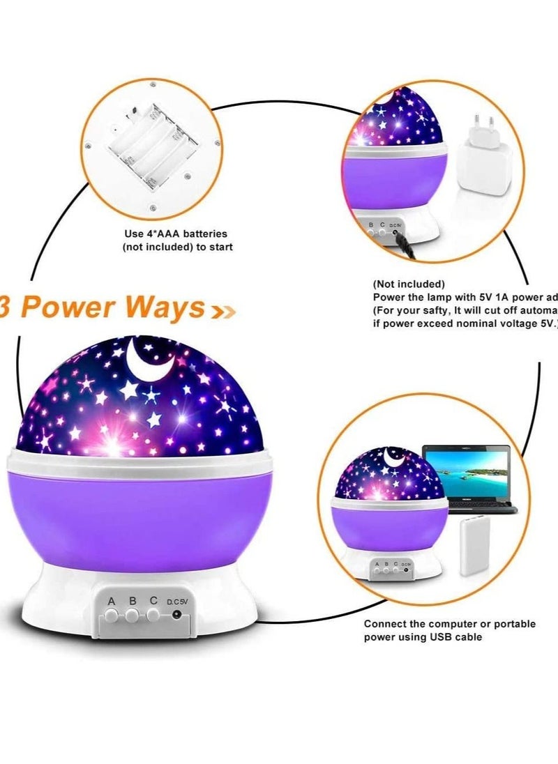 Generic - Cinda Kids Night Light Toys for 2-8 Year Old Girls Gifts Night Lights for Kids with 360 Degree Rotation and 8 Color Light Changing Star Projector Light Gifts for 4-6 Year Old Girls Purple - Image 1