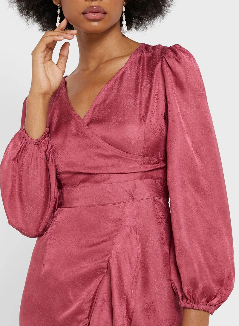 ELLA Ruffle Hem Self Textured Dress