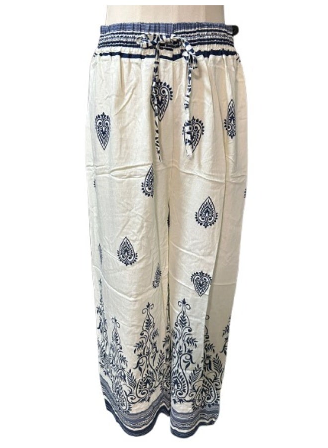 Printed Free Size Wide Leg Casual Pants for Women - Image 1