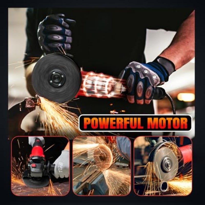 Angle Grinder AG15-06 Heavy Duty Copper Armature 115mm/4.5" Disc 11000 RPM With Grinding Wheel and Guard Powerful and Compact - Image 4