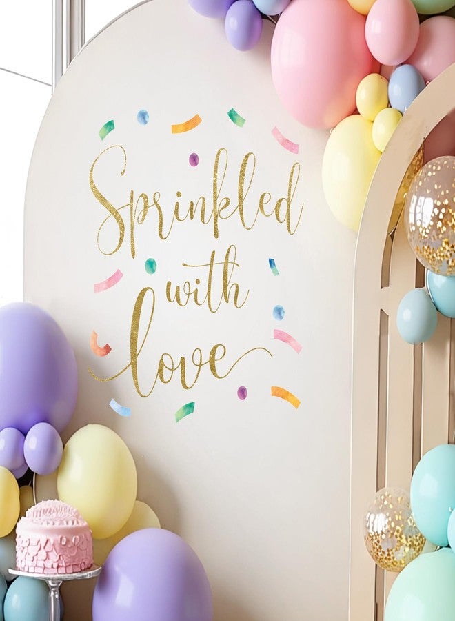 Dvehdbay Sprinkled With Love Baby Shower Decorations - Sprinkled With Love Sign Decal for Balloons Arch Backdrop, Donut Baby Sprinkle Decorations for Girl, Gold First Birthday Decorations, 1st Party Supplies - Image 1