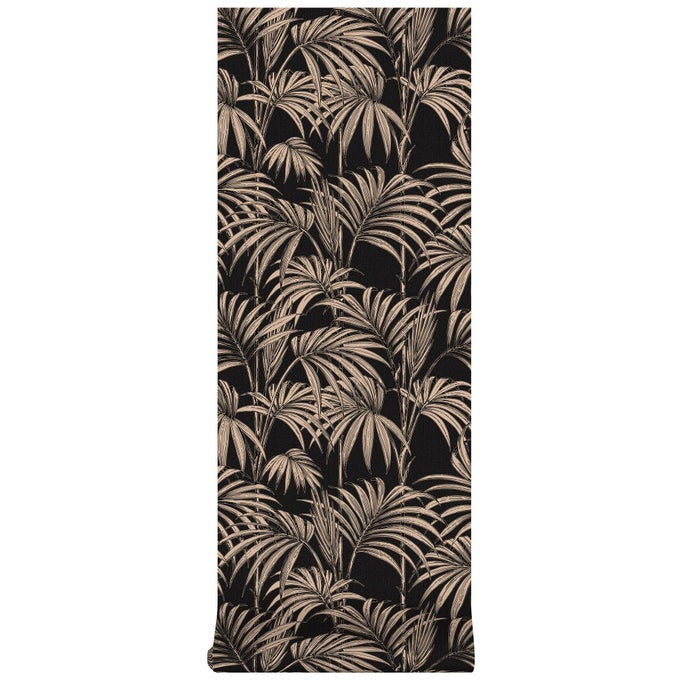 GRAHAM BROWN HONOLULU GOLD WALLPAPER BLACKMETALLIC