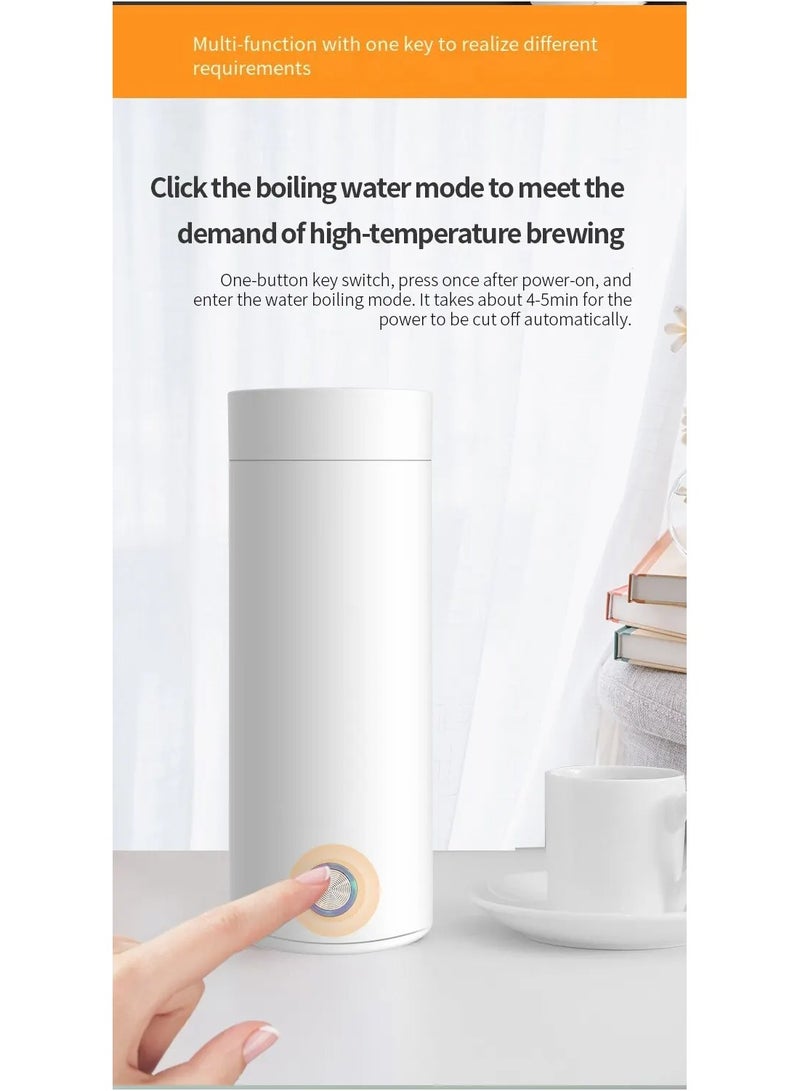 Portable Thermos Hot Water Cup Electric Kettle for Car Travel Camping Kettle Temperature Control Kitchen Thermal Cup Home Appliances400ml Pink - Image 4