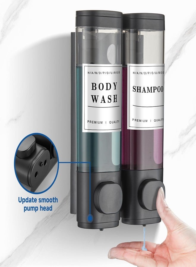 Cabo Deseado Shampoo and Conditioner Dispenser Shower Dispenser Body Wash Wall Mounted Shampoo Dispenser for Shower Wall No Drill for Bathroom Hotel 2 Chamber x 300ml Black with Waterproof Labels - Image 3