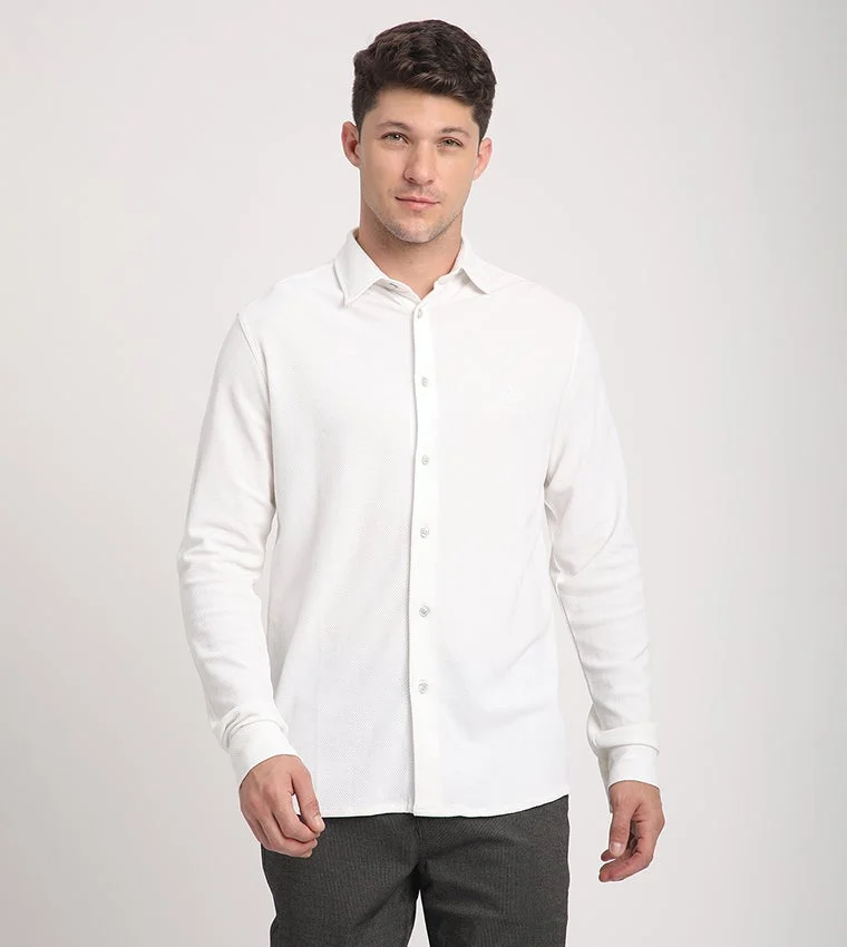 BEVERLY HILLS POLO CLUB  Textured Long Sleeves Shirt for Men | Best Price UAE