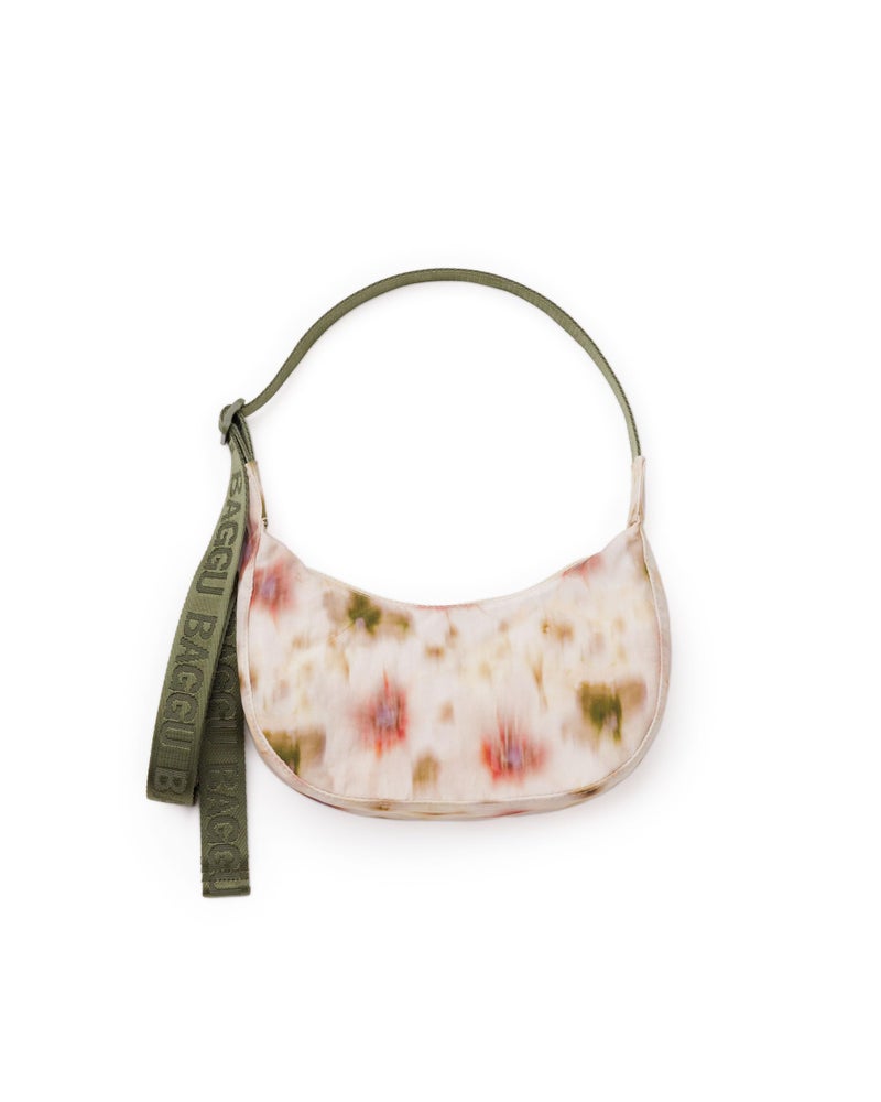 BAGGU Small Nylon Crescent Bag Abstract Floral - Image 2