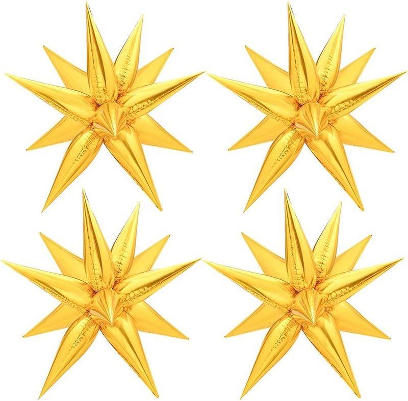 Luckam Foil Balloons, Small Water Droplets Aluminum Foil Cone Mylar Balloons, Star Foil Balloons for Party, Birthday, Wedding, Backdrop, Mall Event Decoration Supplies, 50 Pcs, Gold - Image 1