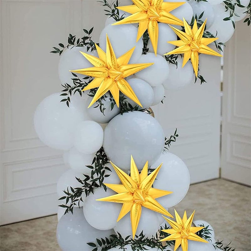 Luckam Foil Balloons, Small Water Droplets Aluminum Foil Cone Mylar Balloons, Star Foil Balloons for Party, Birthday, Wedding, Backdrop, Mall Event Decoration Supplies, 50 Pcs, Gold - Image 5