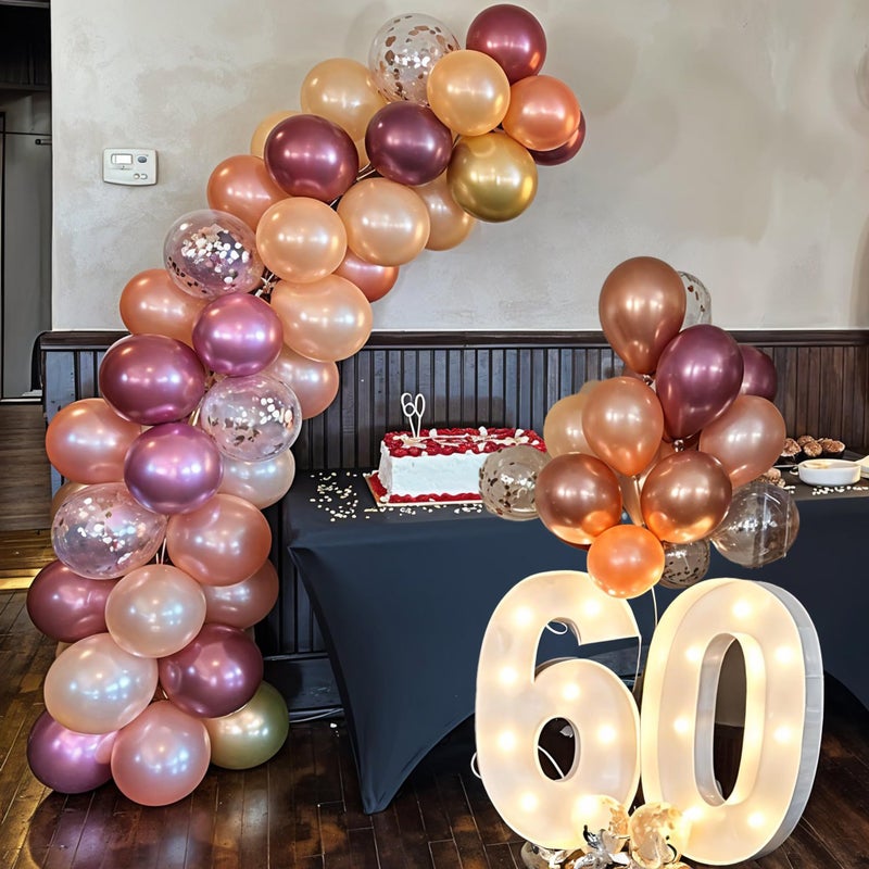 Togvu Balloons Burgundy Rose Gold, 60 Packs 12 Inches Wine Red Champagne Latex Balloon Rose Gold Confetti Balloons for Women Girls Birthday Wedding Bridal Shower Party Anniversary Decoration - Image 4