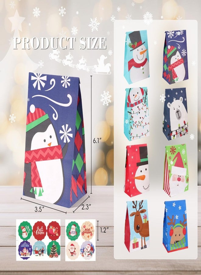 Linelglobal Christmas Treat Bag, Small Xmas Gift Bag for Kid Holiday Goodie Party Favor Paper 24 Pack - Image 2
