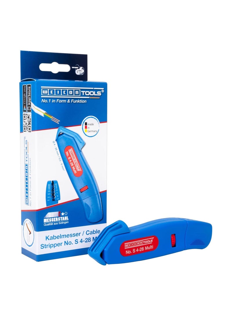 Weicon WEICON Cable Stripper No. S 4 - 28 Multi | Integrated Stripping Function High Safety Universal Tool with Adjustable Cutting Depth For Round Cables Working Range - 50057328  - Image 1