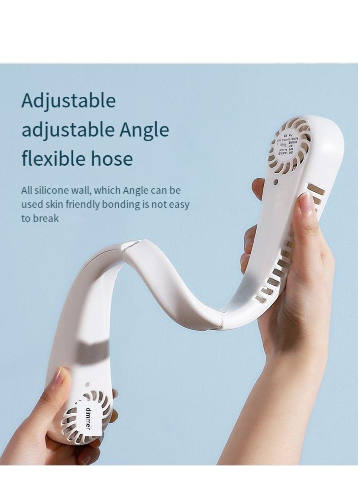 QZ Neck Fan Outdoor Camping Long Battery Life Portable Hanging Neck Small Fan White Digital Display Model - Image 4