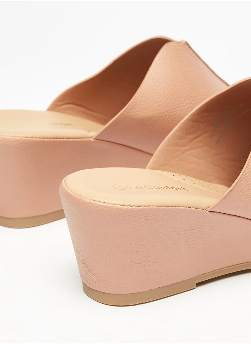 Le Confort - Womens Solid Slip-On Sandals with Wedge Heels - Image 1