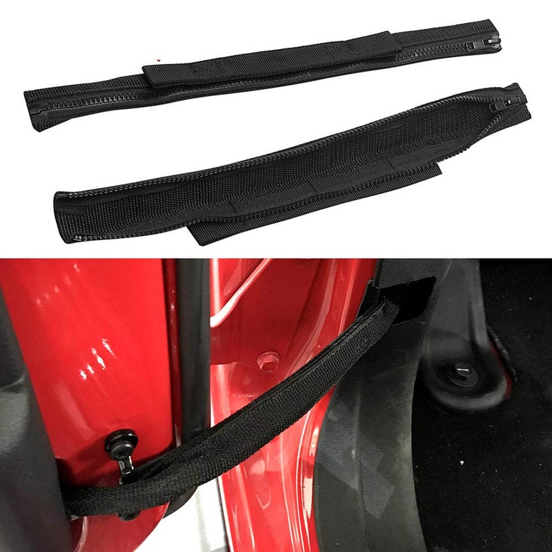 VOFONO 2 Pcs Updated Heavy Duty Strong Adjustable Door Limiting Check Strap with Zipper Fit for 2000 to 2018 Jeep Wrangler Tj Jk Jl Black