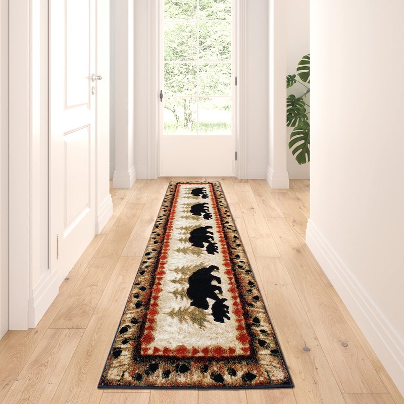 Masada Rugs Cabin Lodge Area Rug Bear and Cub Scene 2 Feet X 7 Feet 3 Inch Runner