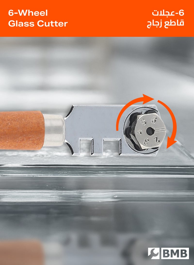 BMB tools Deluxe Glass Cutter – Pencil Style Glass Cutter with Sharp Diamond Carbide Tip, Smooth Scoring Wheel for Clean Breaks, Durable & Precise Cutting – Ideal for Professional Glass Cutting, Mirrors, Tiles, and DIY Projects  - Image 4