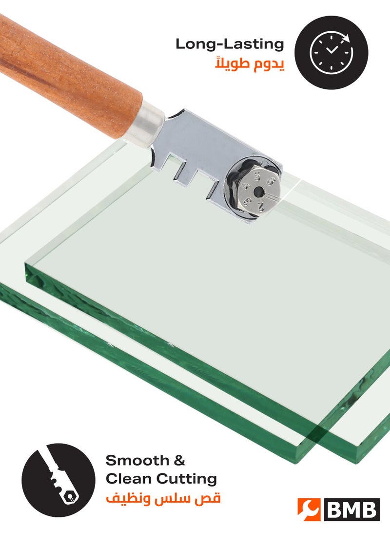 BMB tools Deluxe Glass Cutter – Pencil Style Glass Cutter with Sharp Diamond Carbide Tip, Smooth Scoring Wheel for Clean Breaks, Durable & Precise Cutting – Ideal for Professional Glass Cutting, Mirrors, Tiles, and DIY Projects  - Image 3