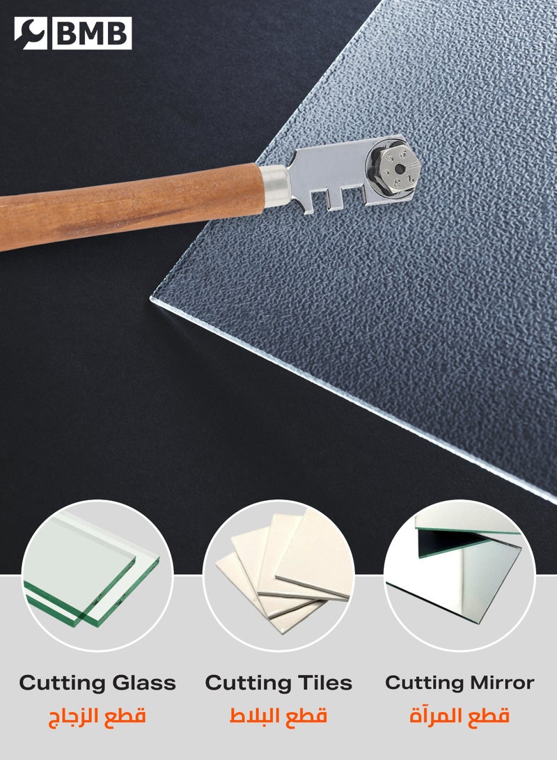 BMB tools Deluxe Glass Cutter – Pencil Style Glass Cutter with Sharp Diamond Carbide Tip, Smooth Scoring Wheel for Clean Breaks, Durable & Precise Cutting – Ideal for Professional Glass Cutting, Mirrors, Tiles, and DIY Projects  - Image 5