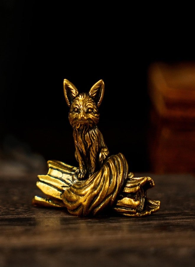 chovy تمثال ثعلب طويل الذيل من تشوفي، مصنوع من النحاس الصلب بنسبة 100% | تمثال يدوي الصنع قابل للجمع | ديكور مكتبي عتيق للمنزل والمكتبة والخزائن | هدية فنية على شكل تمثال حيواني - Image 1