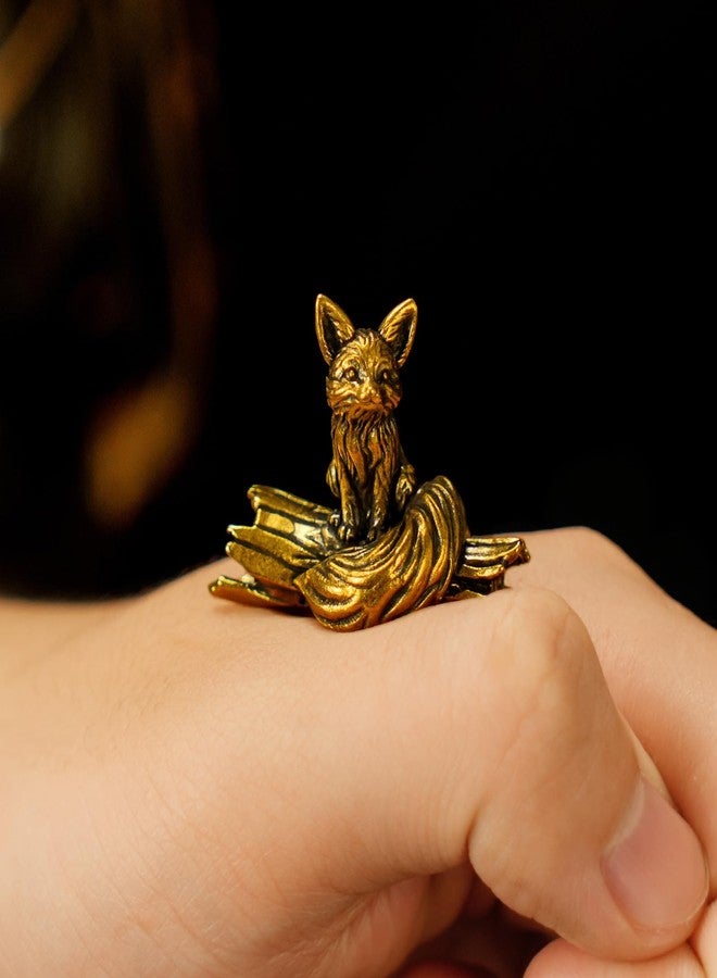 chovy تمثال ثعلب طويل الذيل من تشوفي، مصنوع من النحاس الصلب بنسبة 100% | تمثال يدوي الصنع قابل للجمع | ديكور مكتبي عتيق للمنزل والمكتبة والخزائن | هدية فنية على شكل تمثال حيواني - Image 2