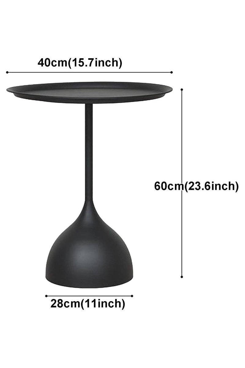 Black Round Side Table – Modern Coffee End Table with Tray Top, Small Bedside Nightstand & Sofa Table for Living Room, Bedroom, Balcony & Small Spaces, 60x40cm - Image 2