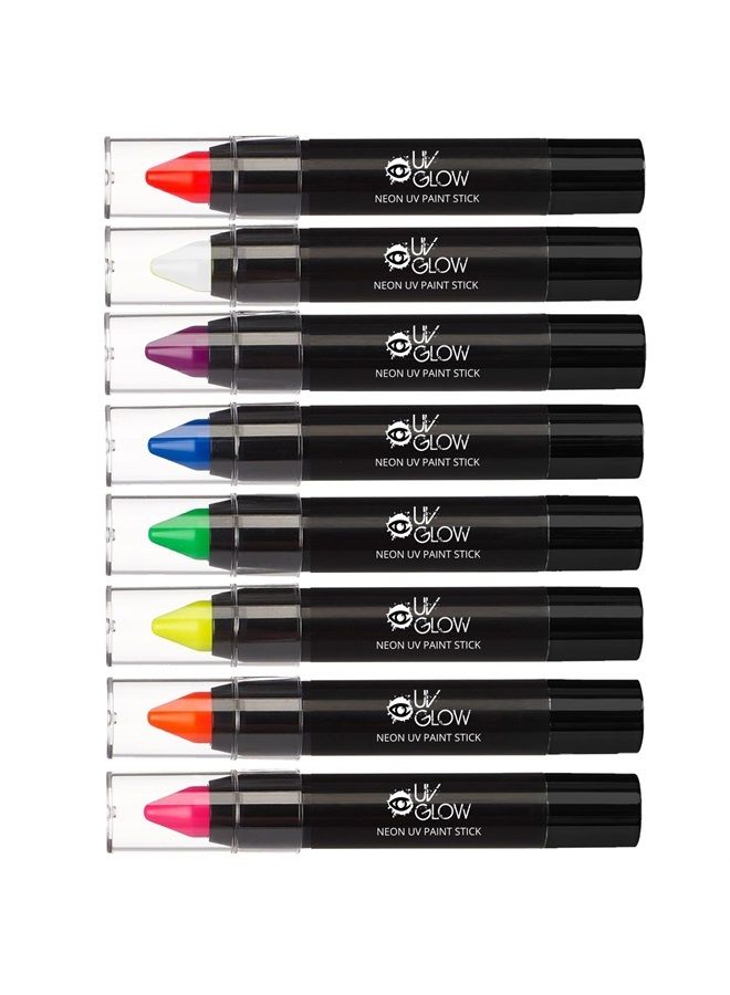 UV Glow قلم طلاء نيون UV / قلم وجه وجسم - منتج UV Glow أصلي وحقيقي - يتألق بشكل ساطع تحت الأضواء السوداء! (مجموعة من 8) - Image 1