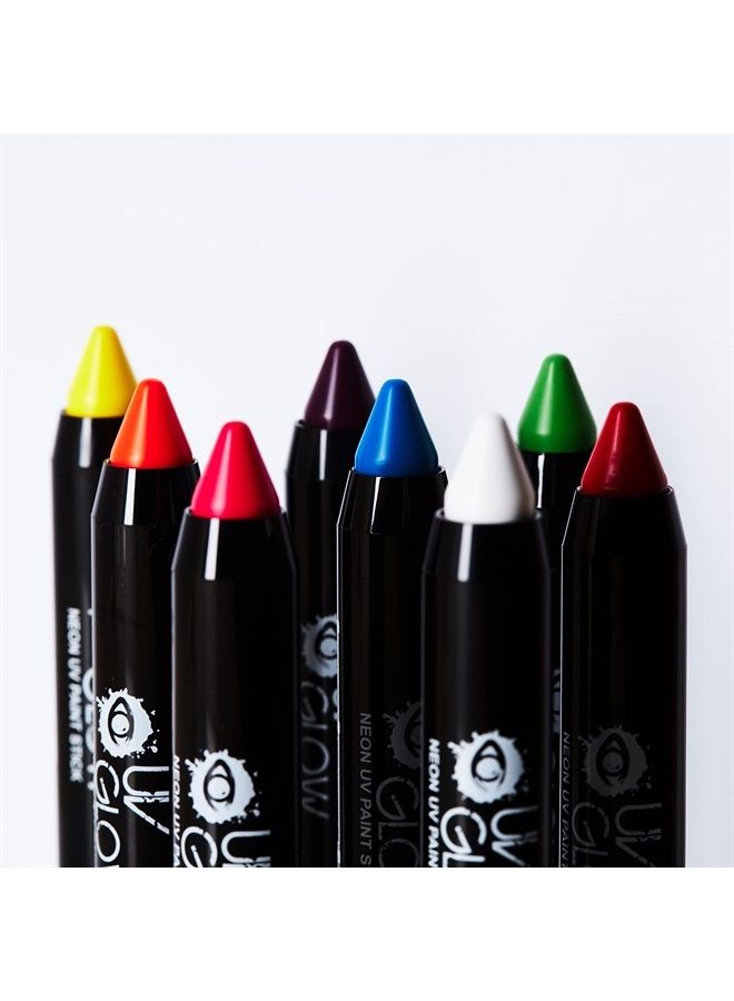 UV Glow قلم طلاء نيون UV / قلم وجه وجسم - منتج UV Glow أصلي وحقيقي - يتألق بشكل ساطع تحت الأضواء السوداء! (مجموعة من 8) - Image 5
