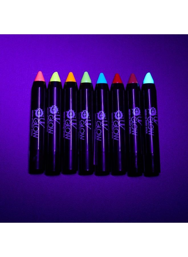 UV Glow قلم طلاء نيون UV / قلم وجه وجسم - منتج UV Glow أصلي وحقيقي - يتألق بشكل ساطع تحت الأضواء السوداء! (مجموعة من 8) - Image 3