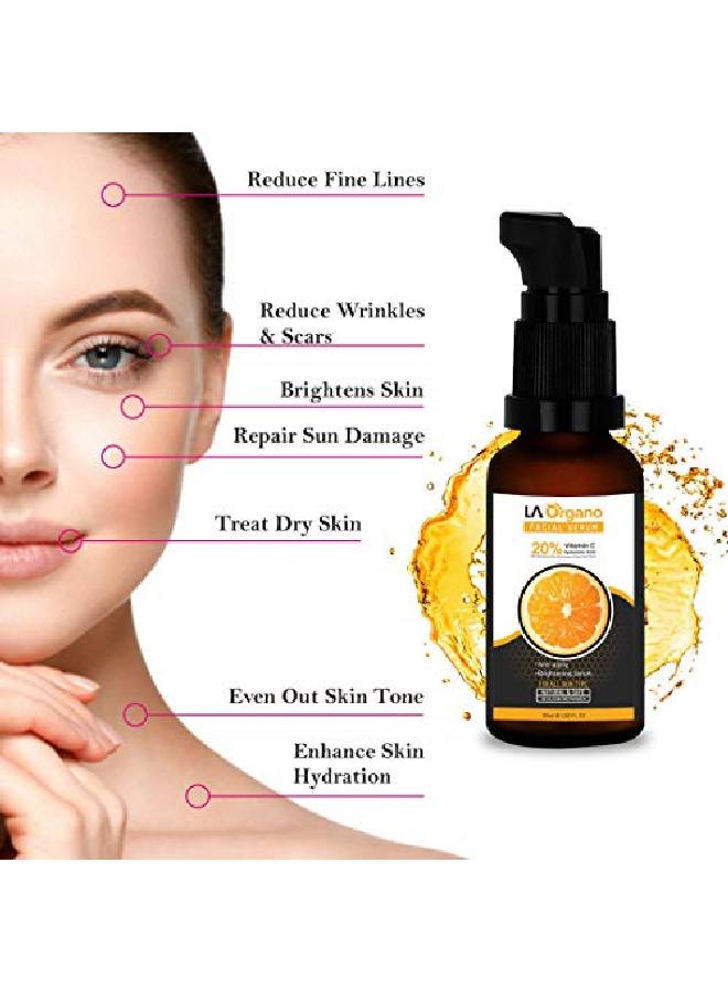LA Organo Vitamin C Serum for Face Whitening AntiAging Formula for Face Glowing Skin Brightening and Lightening Anti Wrinkle Reduce Dark Circles Fine Lines Sun Damage Boost Collagen 30 ml - Image 5